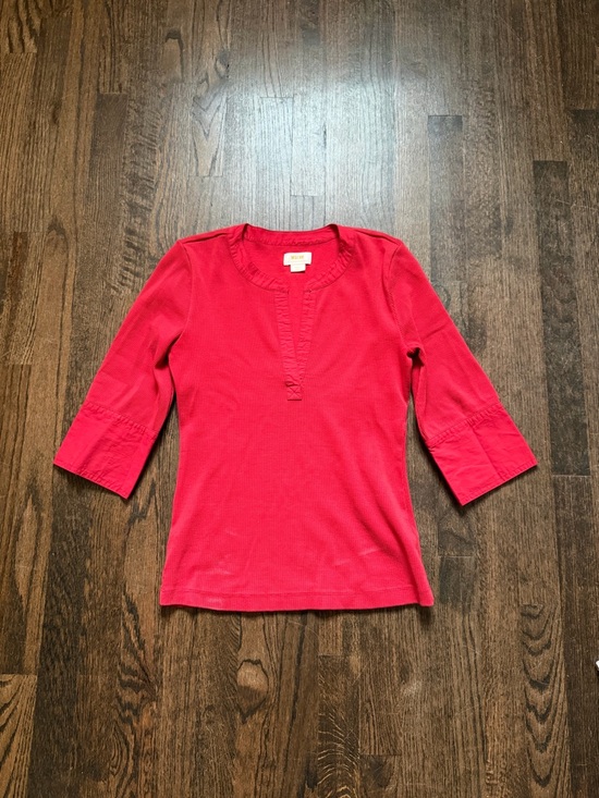 Anthropologie Tops - Anthropologie Girls' Bright Red 3/4 Sleeve Ruffle-Trim Top